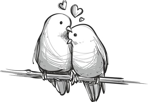 Download 434+ wedding outline love birds drawing Easy Edite